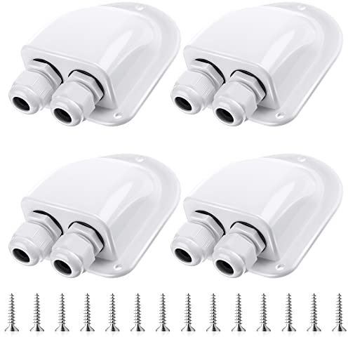 IP68 Cable Gland Entry, 13AWG to 7AWG RV Roof Cable Entry Gland Box, ABS Solar Cable Entry Gland, Waterproof Solar Entry Gland, Solar Double Cable Entry Gland for RV Boat Yacht Camper Van(4 Pack)