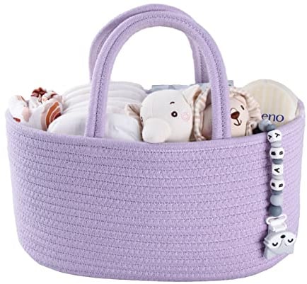 Baby-Wickeltasche, Organizer, Baumwollseil, Aufbewahrungskorb für Kinderzimmer, tragbare Halterung, Tragetasche für Wickeltisch, Auto, Reisen, Babyparty, Geschenke, Neugeborene, unverzichtbar, Lila