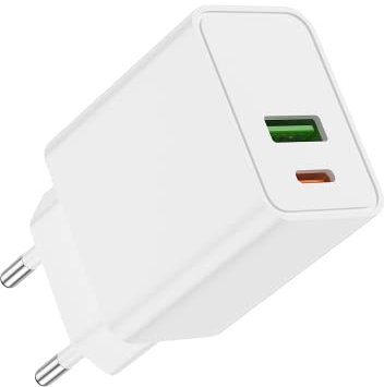 20W USB C Power Adapter, 2 Port Netzstecker Schnellladegerät für iPhone 14/14 Pro/14 Pro Max/14 Plus 13 12 11 SE, Pad Mini, AirPods, USB C und A Dual Port ladegerät Netzteil Stecker