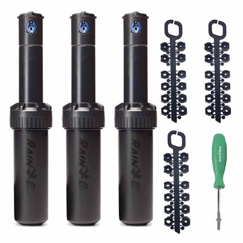 Riegopro Rain Bird Pack 3 x Sprinkler 5004-PC, Reichweite 7,6 bis 15,2 MTS, Gewinde 3/4 Zoll Innengewinde inkl. Düsensatz und Einstellschlüssel