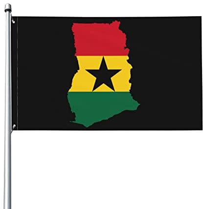 Ghana-Flagge, Landkarte, 9,1 x 1,5 m – UV-beständig – Garten-Yard-Flagge, Außenflagge mit Ösen
