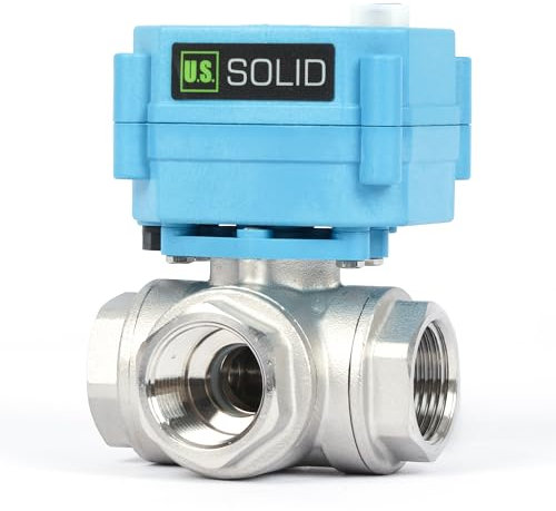 U.S. Solid Válvula motorizada 3 vías acero inoxidable: tipo L - eléctrica válvula con función manual, puerto estándar (3/4, AC110-230V)