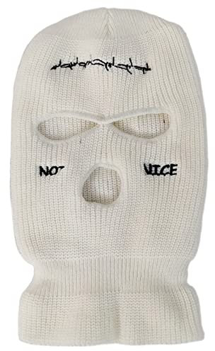 Gift girl Not Nice Letters Sturmhaube mit 3 Löchern, gestrickt, weiße Skimaske, Winter, Thermohut, volle Gesichtsabdeckung, Gesichtsmaske für Männer und Frauen, weiß, M/L