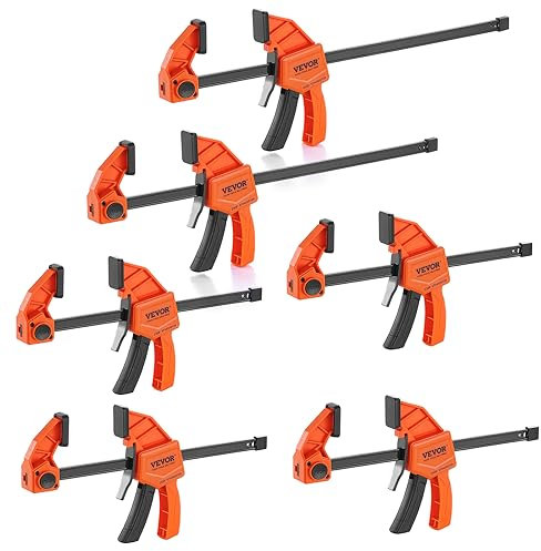 VEVOR Jeu de 2 Serre-Joints à Libération Rapide Ouverture 304,8 mm 4 Mini Serre-Joints à Une Main Ouverture 152,4 mm Force de Serrage Max. 68 kg Pince Écarteur Réversible pour Menuisier Métallurgie