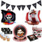 Décoration Anniversaire Pirate - Kit Vaisselle et Fournitures de Fête Avec Ballons, Bannière, Assiettes, Serviettes et Décorations de Gâteau - Thème Pirate Pour Enfant Garçon Fille