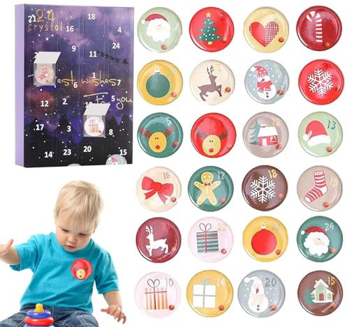 HAMIL Weihnachts-Adventskalender,Weihnachtsgeschenkbox - Kreativer Weihnachtskalender mit 24 Medaillen, lustiger Cartoon-Medaillenkalender für Kinder, tolle Geschenke, Heimdekoration