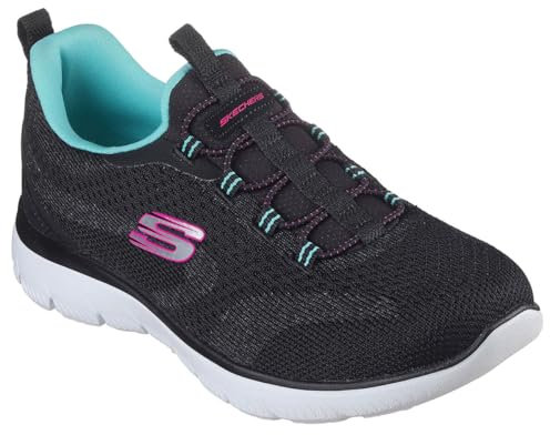 Skechers Women's Summits New Nature, Black Knit/Pink & Aqua Trim, 8 UK
