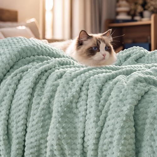 PHF Ultraweiche Flanell-Fleece-Überwurfdecke, 340 g/m², 3D-Jacquard-Fleece-Decke für Herbst und Winter, kein Ausfallen, kein Pilling, Wärme und leichte, Flauschige, gemütliche Decke, 127 x 152,4 cm,