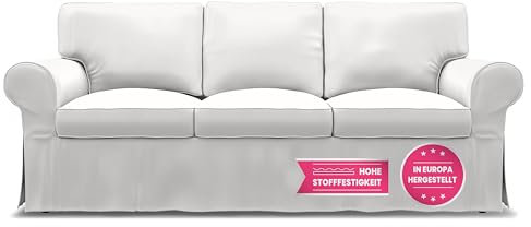Bemz - Sofa Überzug kompatibel mit IKEA Ektorp - Sofabezug 3 Sitzer - Waschbarer 7-teiliger Couch Überzug - Ektorp Bezug 3er Sofa Cover - Couchbezug - Sofaschoner rutschfest - weiß