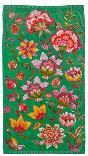 PiP Studio Strandlaken Sunny Side Up Grün Strandtuch Badetuch Liegetuch Blumen Blüten Floral Baumwolle