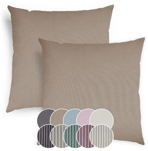 sleepling 2er Set 40 x 40 cm, Sofakissen mit Füllung und Bezug, Zierkissen aus robustem Polsterstoff, Dekokissen, Kopfkissen, Kissen für Couch, braun