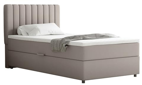 PANDA MÖBEL Homesy Everest Boxspringbett 100x200 cm, Doppelbett inklusive Matratze und Topper, Polsterbett mit Bettkasten, Komfortables Boxspringbett für das Schlafzimmer, modern und stilvoll