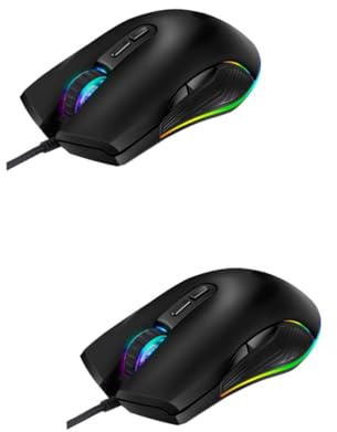 jojofuny 2pcs USB Gaming Mouse 7 Keys Rgb Optical Professional Computer Mice for PC Laptop Games Use Random Color