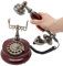 Schnurgebundene Vintage-Telefon Festnetztelefon Antike Deko Retro Drehscheiben aus Holz mit Metallklingel Antik-Telefon mit Wählscheibe,als dekoratives Element