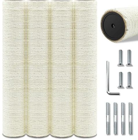 Ersatz-Stange für Kratzbaum, Ersatzpfosten für Kratzbaum, natürliches Sisal, Ersatzteile mit M8-Schrauben, Ersatz für Kratzbaum, 40 cm, 2 Stück