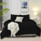 DXHOME Schwarze Bettwäsche 135x200 Baumwolle Uni Bettbezug Set Weich Kuschelig Weich Baumwolle Bettwäsche 2 Teilig für Einzelbett mit Reißverschluss und 80x80 cm Kissenbezug