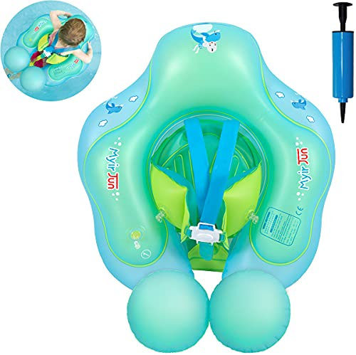 Myir JUN Schwimmring Baby, Aufblasbarer Baby Schwimmring Baby Schwimmreifen Schwimmhilfe mit Baby Schwimmsitz für Kleinkind Baby Float von 1-3 Jahre (L, Blau)