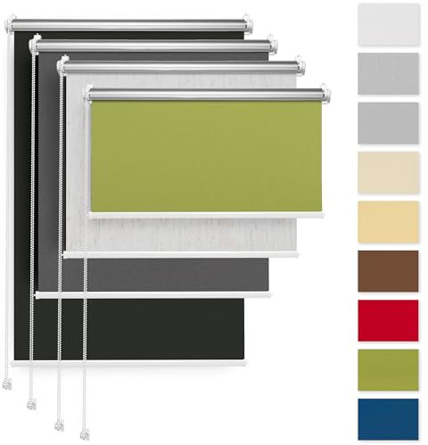 Rettika Verdunkelungsrollo ohne Bohren, für Fenster, Breite 130 cm, Höhe 120 cm, Grün Farbe, Klemmfix Montage, Jalousien Fenster, Fenster rollos für innen, Klemmrollo