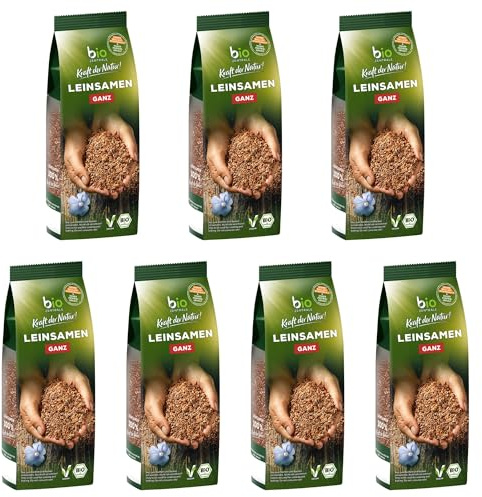 biozentrale Leinsamen ganz | 7 x 400 g Bio Leinsamen | Ideal zu Jogurt, Müsli & zum Backen von Brot | Flohsamen, Hanfsamen & Chia Samen Alternative
