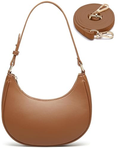 Katleay Crossbody Bag Damen, Handtasche Damen Klein Pu, Y2k Schultertasche Damen, Frauen Retro Achsel Umhängetasche, mit Verlängern Verstell Schultergurten, für Handlich, Shoulder, Crossbody(Braun)