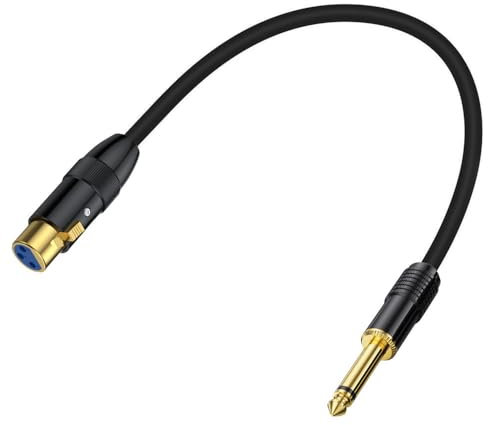 Halokny XLR to 1/4 Cable, 6.35mm (1/4 Inch) TS Mono Jack Plug Male to 3 pin XLR Female Balanced Microphone Converter Adapter 0.5cm/1.6Feet (Single Track M/F 0.5M)