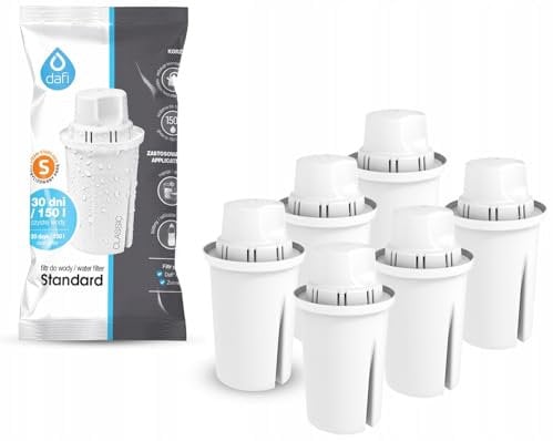 Standard Water Filter Cartridges, Compatible with Dafi, Brita® Standard Filters, Classic OB03, Everyday, UltraMax, Metro+, XL, Mavea® & More. NSF Certified, 6-Pack