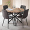 DEYARNA HOME Essgruppe 5-Teilig, 100cm Runder Esstisch und 4 Kunstleder Esszimmerstühle, Tisch und 4 Stühle für Küche, Wohnzimmer, Balkon, Restaurant, Büro (Helle Holzfarbe+Dunkelgrau)