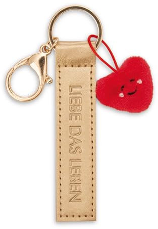 NICI Porte-clés en cuir synthétique doré 10 cm avec cœur