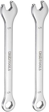 QUARKZMAN 2 Stück dünn Kombischlüssel 5mm Offset Maulschlüssel 6-Punkt-Box und 15° abgewinkelter offener Ende Mini 30Cr13 Edelstahl Polnisch Metrischer Schraubenschlüssel für Reparaturen
