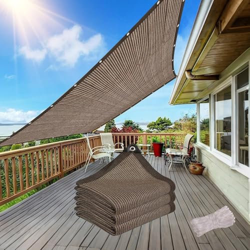 Sun Shade Sails Brown, Breathable Garden Canopy 1.5m 2.5m 3.5m 4m 5m 6.5m 7m 8.8m 10m Shade Cloth, Outdoor Waterproof Canopy Pergola Cover(6x7 M)