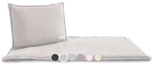 SAUNASOFA Ensemble Short - Coussin de sauna 2 places avec coussin et sangle de transport - Tapis de sauna pour cabine infrarouge et sauna classique - Lavable, respirant et fabriqué à la main en Europe