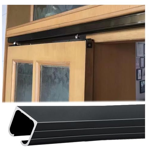 Kit hardware per porta scorrevole, montaggio a parete a soffitto, binario invisibile con chiusura ammortizzata per armadio e armadio