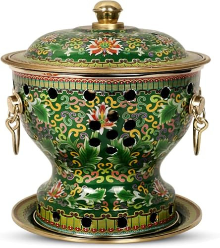 Pentola cinese in rame, pentola for esterni con coperchio, pentola tradizionale cinese antica di Pechino, pentola Shabu spessa con design diviso, for riunioni di famiglia, feste con gli amici.(Style 1