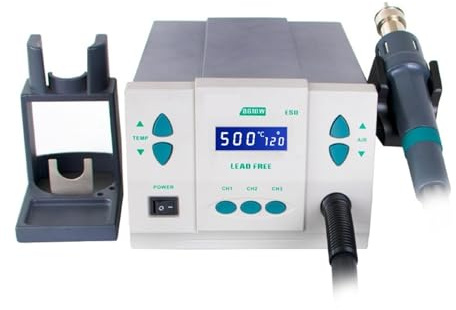 Soldadores Eléctricos + Pistola De Aire Caliente Mejor Estación De Reparación SMD Sin Plomo 1000W,Control de estabilidad