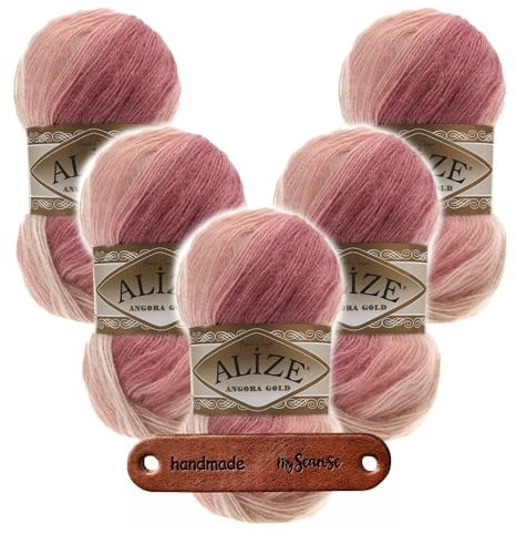 ALIZE 5 x 100g Angora Gold Batik 5652 Premium Wolle zarter farbverlauf für Tücher schals cardigans und accessoires handarbeitsideen für herbst und winter mit mySearose Label