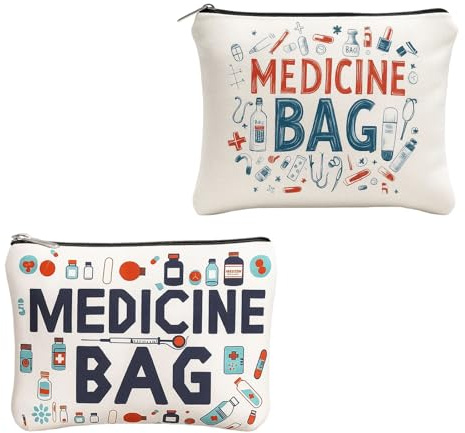 Travel Medicine Bag 2-Pack - Waterproof Medication Organizer Pouch for Pills, Portable Medical Storage for Travel Essentials, Toiletry & Pill Case