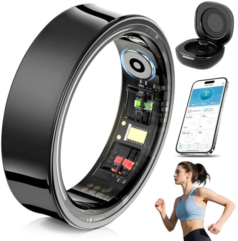 VIHBRAI - Anello intelligente per iOS/Android, anello fitness AI con cardiofrequenzimetro, misurazione della saturazione di ossigeno nel sangue, anello smart per Android iOS, impermeabile (taglia 11
