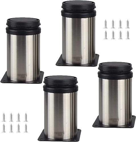 HynJGih 4 Stück verstellbare Möbelbeine, Edelstahl-Schrankbeine, TV-Schrank, Schreibtisch, Tischbeine(10cm)