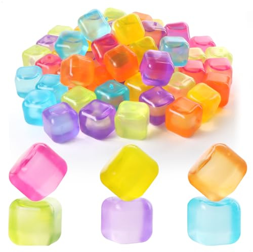 Robin Goods® 60x wiederverwendbare Eiswürfel in tollen Farben, Party-Eiswürfel zum Kühlen von Getränken