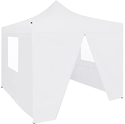 Profi-Partyzelt mit Wetterfestes Spitzdach, Faltbar Pavillon mit 4 Wände & Transparente Fenster für Hochzeiten Grillfeste, Weiß 291 x 431 x 315 cm Oxford-Gewebe
