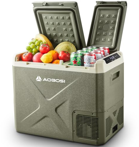 AAOBOSI Kompressor Kühlbox 40L: Elektrische Kühlbox Auto Dual Zone 12/24V DC & 100-240V AC, -20°C bis 20°C – Ideal für Auto, LKW, Boot, Reisemobil & Camping