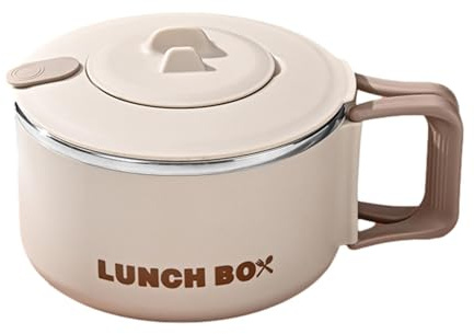 Genérico Noodle Bowl - 5.9 Inch Stainless Steel Mug | 1200ml Portable Pot: High Capacity Japanese Soup Bowl for Bedroom, Office, College and Outdoor Use