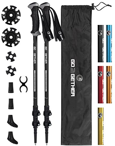 Trekking-Wanderstöcke – Aluminium 7075 Wanderstöcke mit schnell verstellbaren Schlössern – Komfort-BMM-Griff – gepolsterter Riemen – Schneekörbe befestigt (2 Stück)