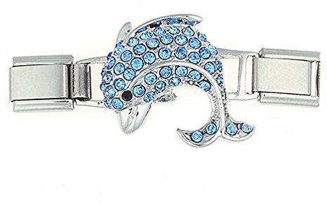 Akki Italian Charms passt auf Armband Elemente Classic Silber Italy Gold Edelstahl Links Glider Kult Trend modele Basisarmband 9mm/18 Glieder matt glänzend kompatibel mit Original Model#15