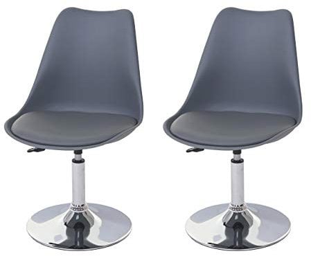 Mendler 2er-Set Esszimmerstuhl Malmö T501, Stuhl Küchenstuhl, höhenverstellbar drehbar, Kunstleder - dunkelgrau, Chromfuß
