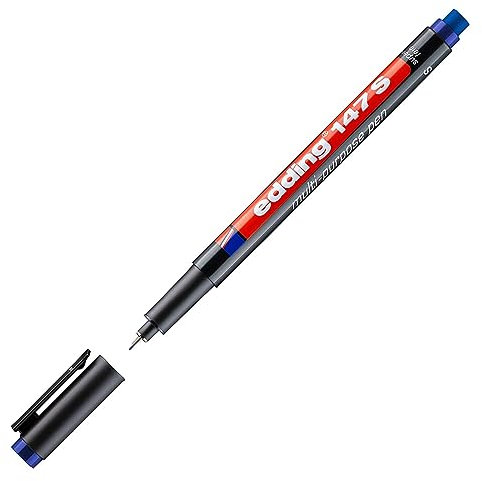 edding 147 S Permanentstift mit Radiergummi - Acetatstift - Blau - 1 Stift - 0,3 mm Rundspitze
