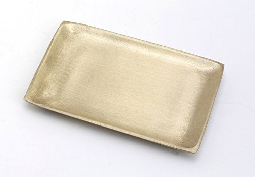 Kerzenteller rechteckig Messing Gold matt satiniert (Innen 10 x 7 cm) für Kerzen, Hochzeitskerzen, Taufkerzen, Anlasskerzen