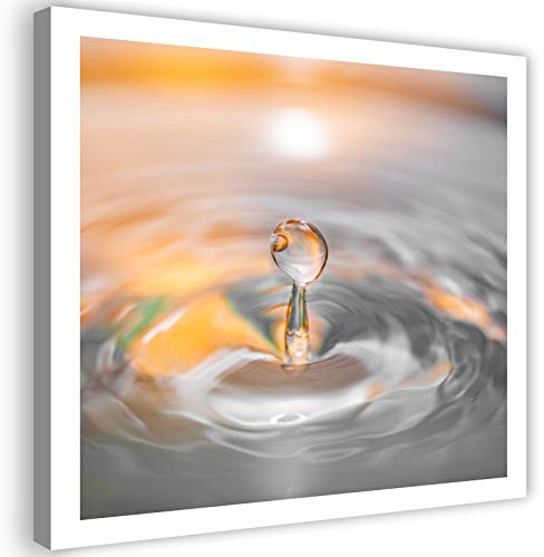 Feeby Wanddeko Wasser Leinwandbilder Kunstdruck Wassertropfen Natur Orange 60x60 cm