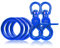 3 x O-Ring aus Stahl und 2 x Scheren-Karabiner Haken mit Dreh-Gelenk/Dreh-Kopf im Set, DIY Hunde-Leine/Hunde-Halsband, nichtrostend, Ideal mit Paracord 550, Farbe: Blau