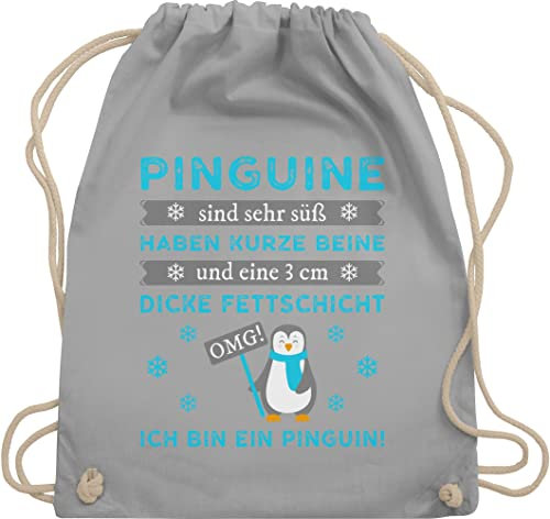 Shirtracer Turnbeutel Rucksack - Sprüche Statement mit Spruch - Omg! Ich bin ein Pinguin! - Unisize - Hellgrau - gym bag turnsackerl sportbeutel aus stoff baumwollbeutel uni baumwolle kordel beutel